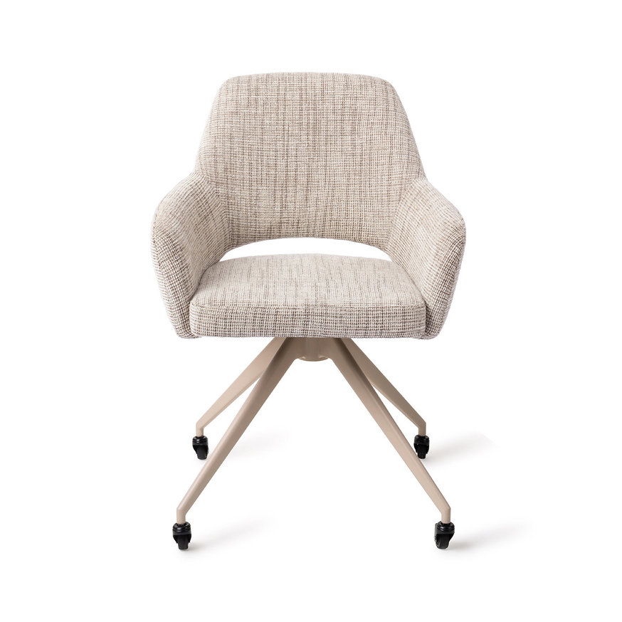 Yanai Caramel Grid Eetkamerstoel Glide Beige