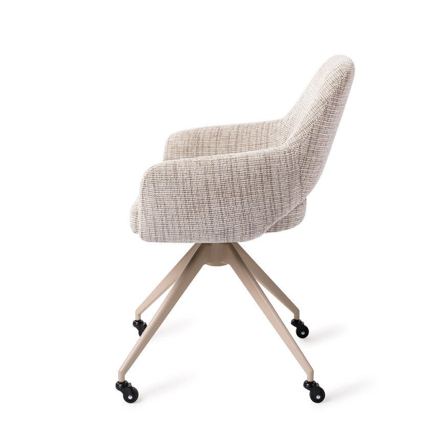 Yanai Caramel Grid Eetkamerstoel Glide Beige