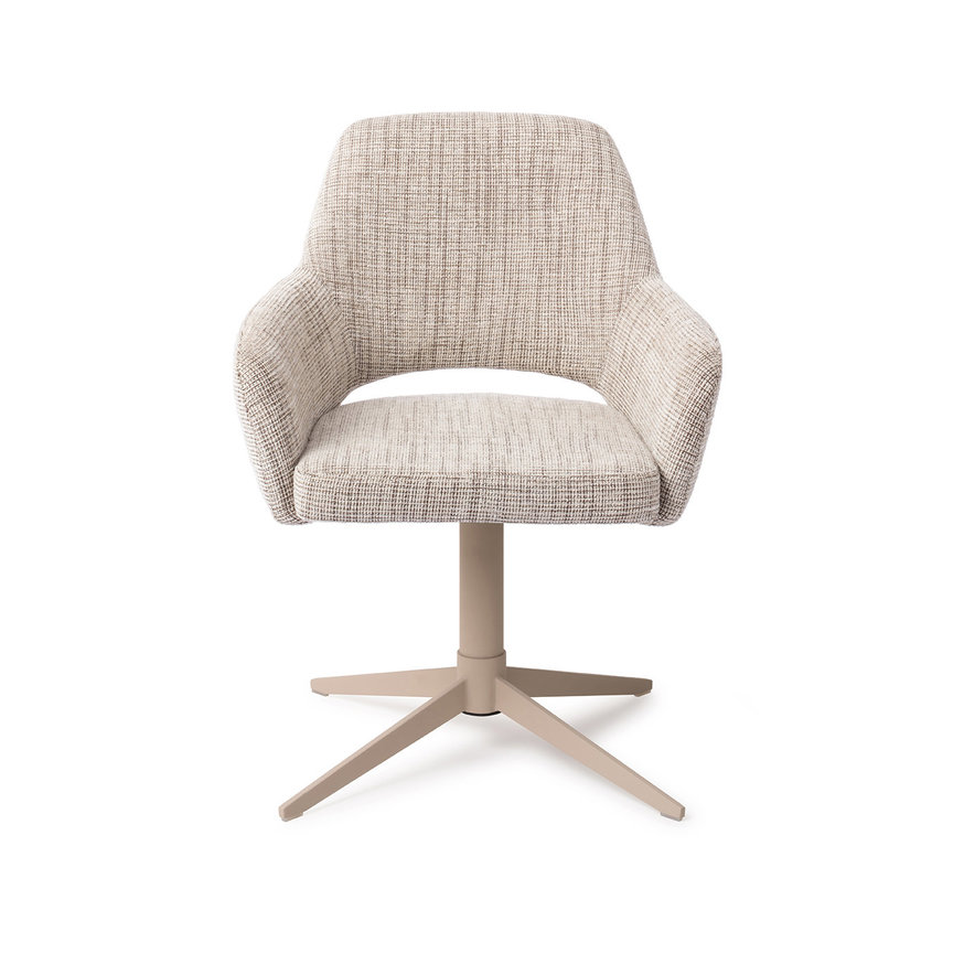 Yanai Caramel Grid Eetkamerstoel Quad Beige