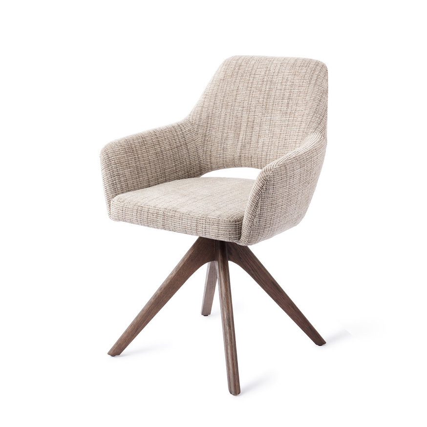 Yanai Caramel Grid Eetkamerstoel Revolve Oak Walnut