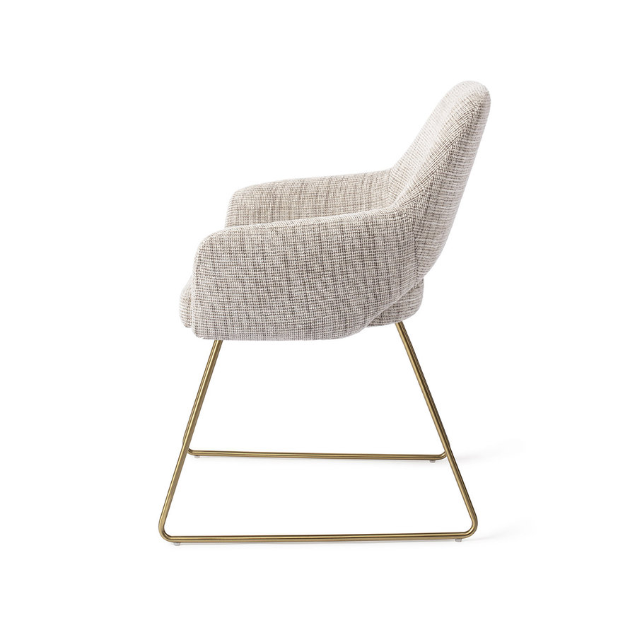 Yanai Caramel Grid Eetkamerstoel Slide Gold