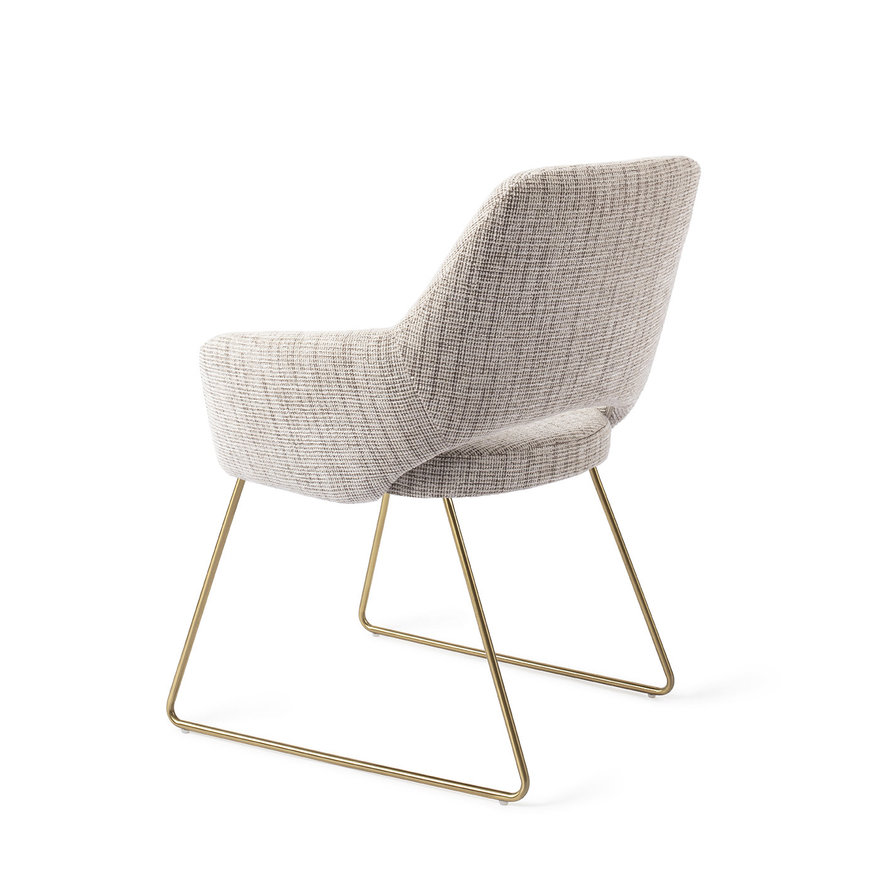 Yanai Caramel Grid Eetkamerstoel Slide Gold