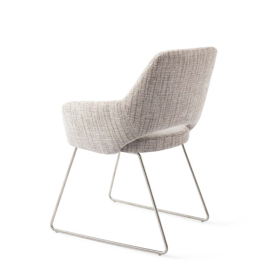 Yanai Caramel Grid Eetkamerstoel Slide Steel