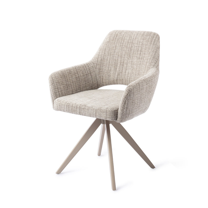 Yanai Caramel Grid Eetkamerstoel Turn Beige