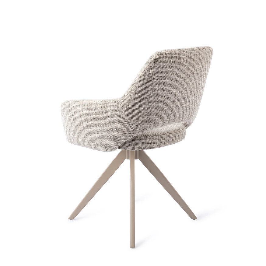 Yanai Caramel Grid Eetkamerstoel Turn Beige