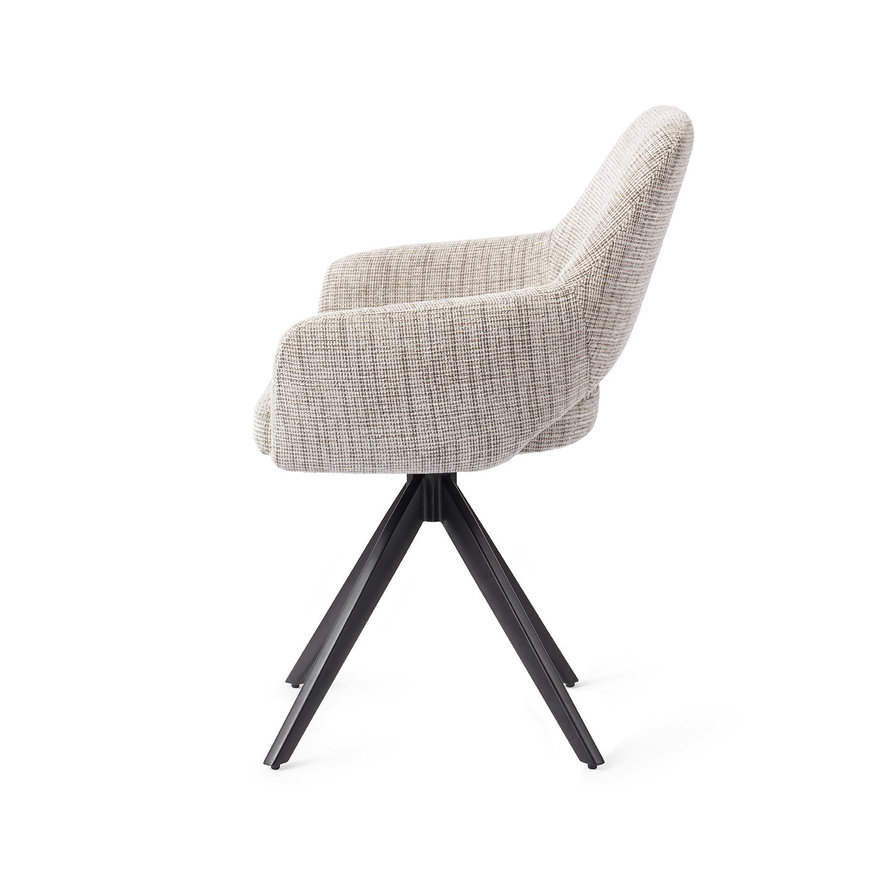 Yanai Caramel Grid Eetkamerstoel Turn Black