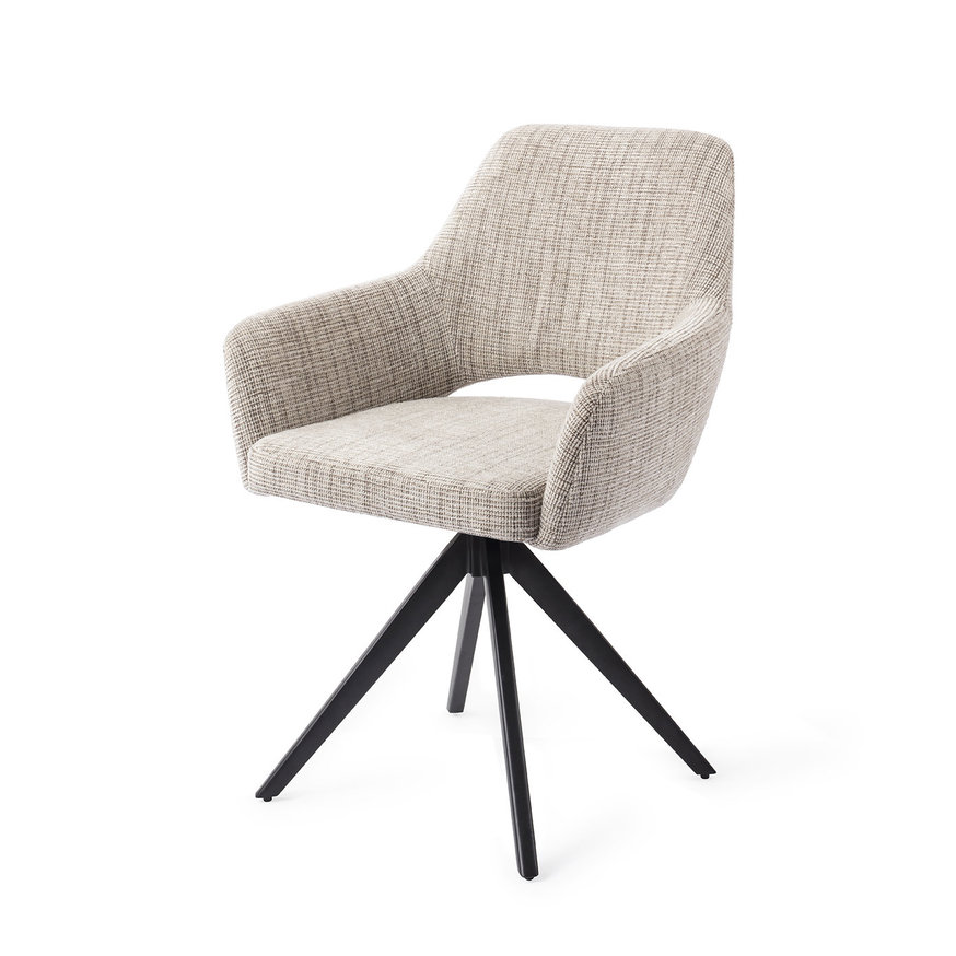 Yanai Caramel Grid Eetkamerstoel Turn Black