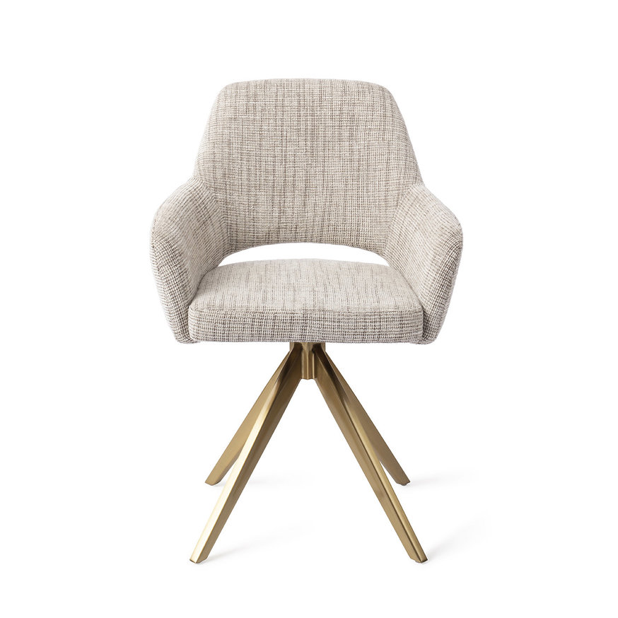 Yanai Caramel Grid Eetkamerstoel Turn Gold