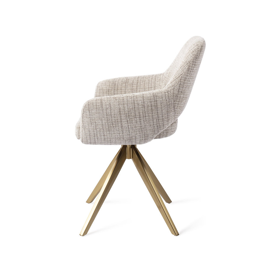 Yanai Caramel Grid Eetkamerstoel Turn Gold