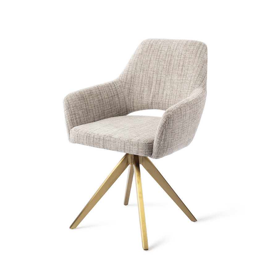 Yanai Caramel Grid Eetkamerstoel Turn Gold