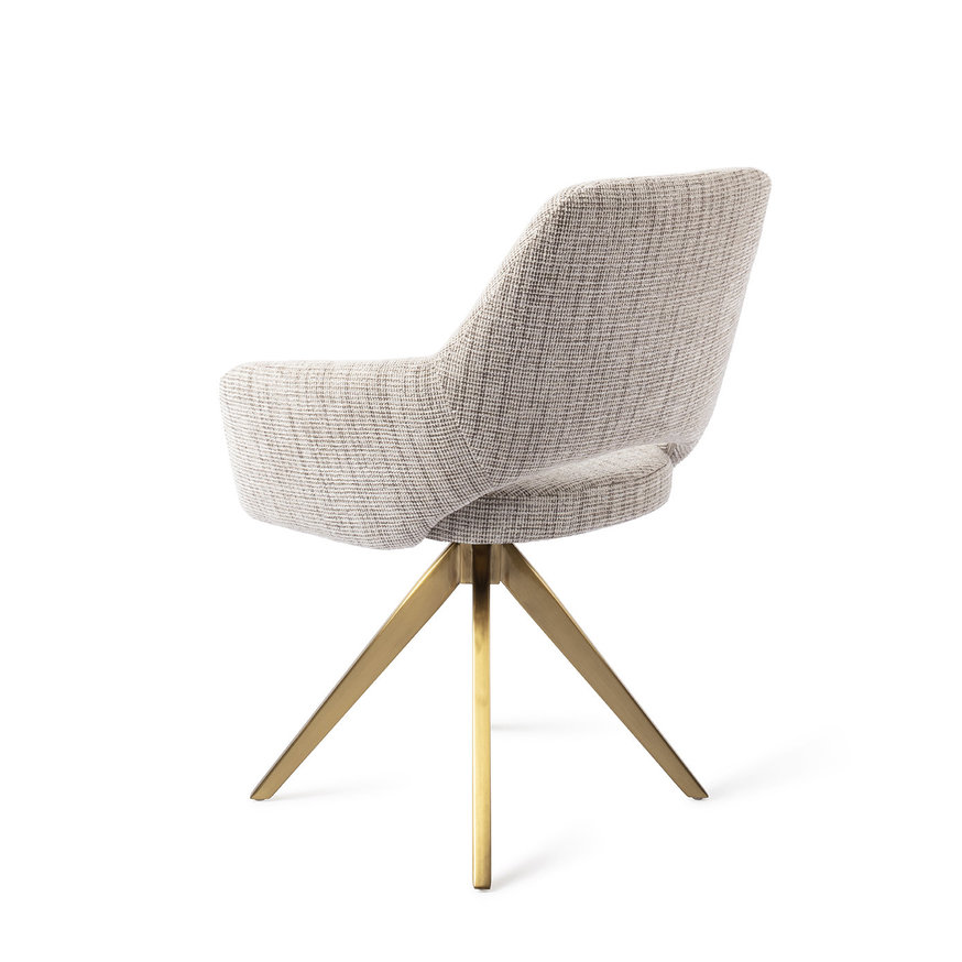 Yanai Caramel Grid Eetkamerstoel Turn Gold