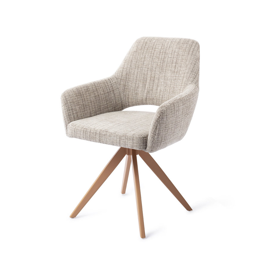 Yanai Caramel Grid Eetkamerstoel Turn Peach