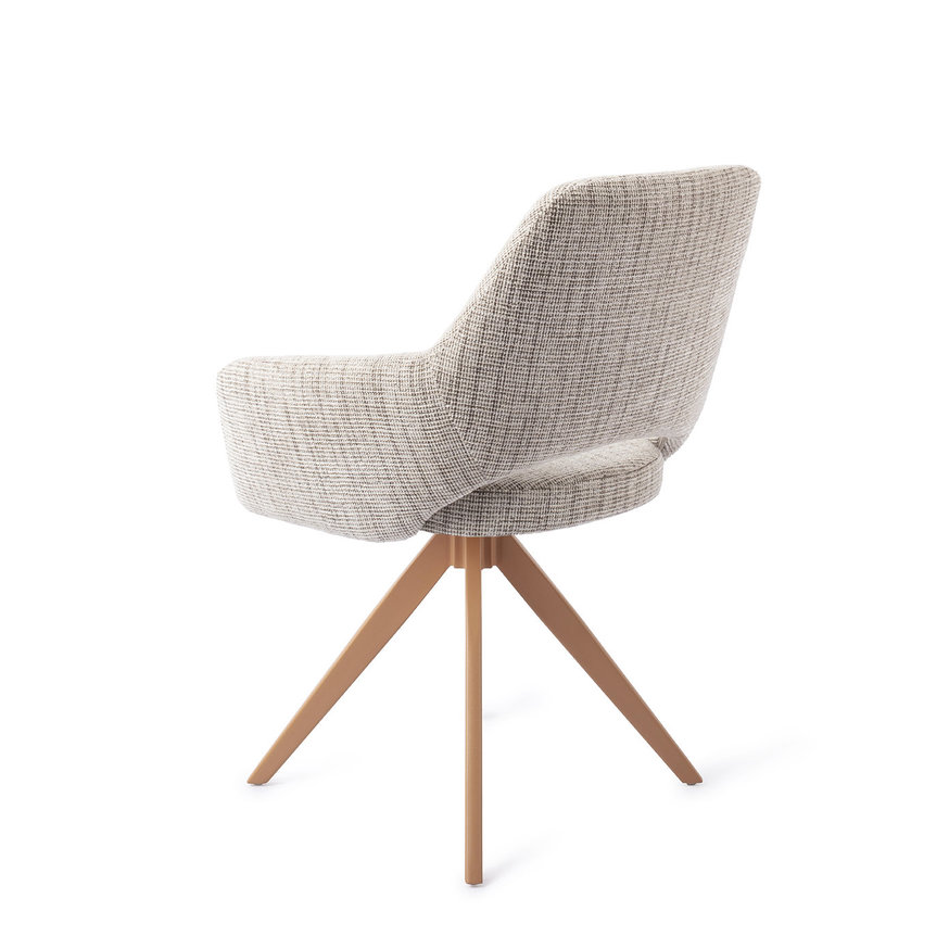 Yanai Caramel Grid Eetkamerstoel Turn Peach