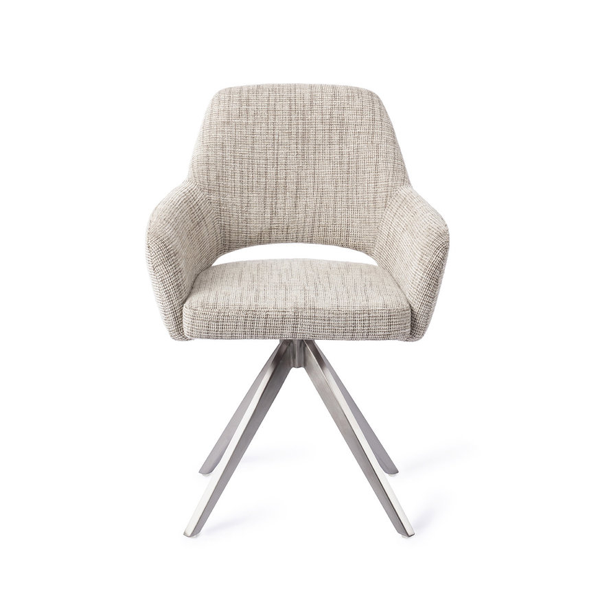 Yanai Caramel Grid Eetkamerstoel Turn Steel