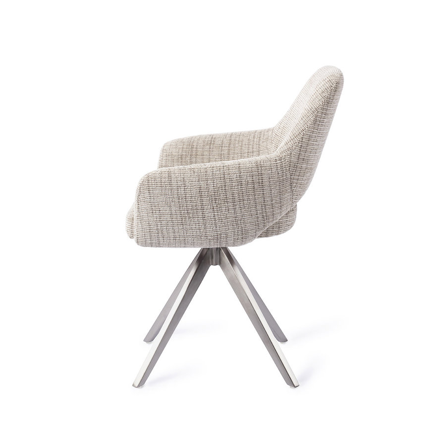 Yanai Caramel Grid Eetkamerstoel Turn Steel