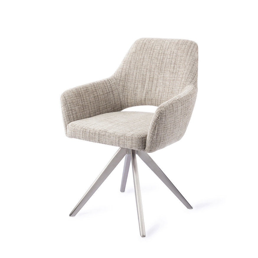 Yanai Caramel Grid Eetkamerstoel Turn Steel