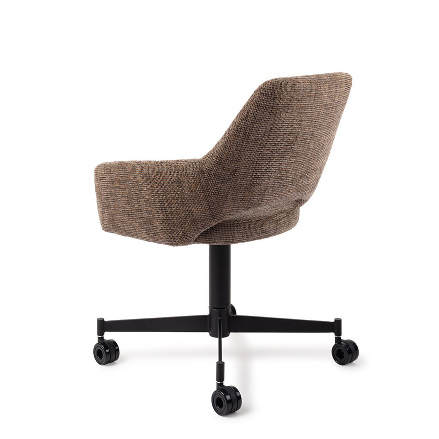 Yanai Checked Chestnut Eetkamerstoel Caster Black