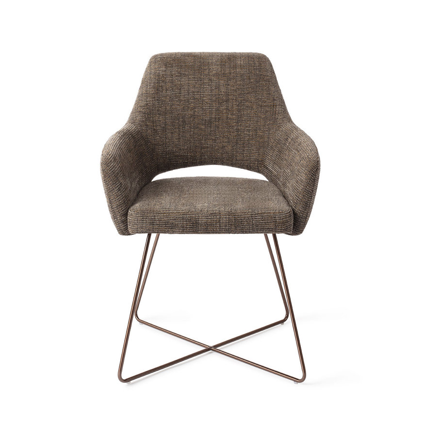 Yanai Checked Chestnut Eetkamerstoel Cross Rose