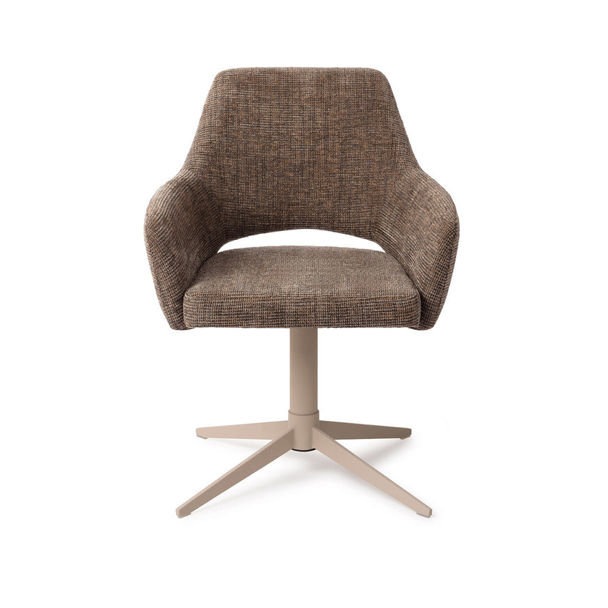 Yanai Checked Chestnut Eetkamerstoel Quad Beige