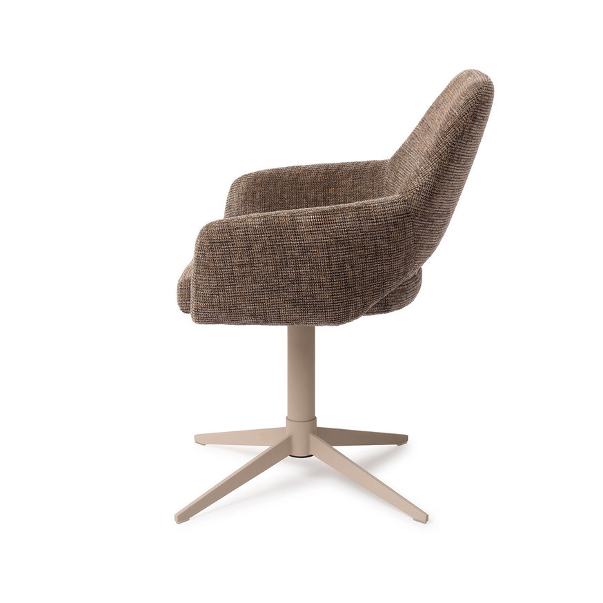 Yanai Checked Chestnut Eetkamerstoel Quad Beige