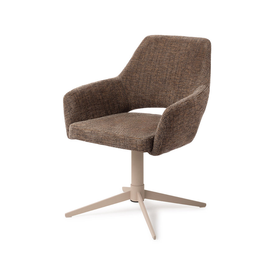 Yanai Checked Chestnut Eetkamerstoel Quad Beige