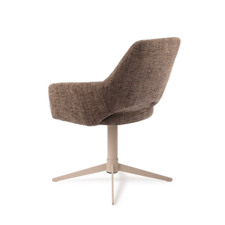 Yanai Checked Chestnut Eetkamerstoel Quad Beige