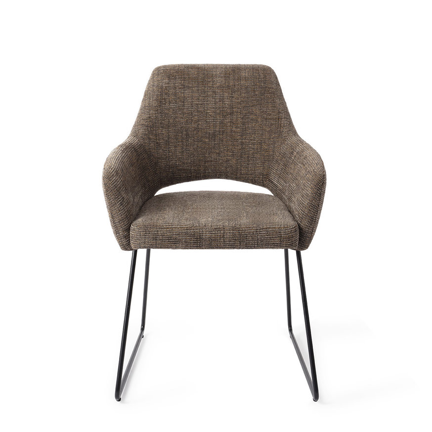 Yanai Checked Chestnut Eetkamerstoel Slide Black