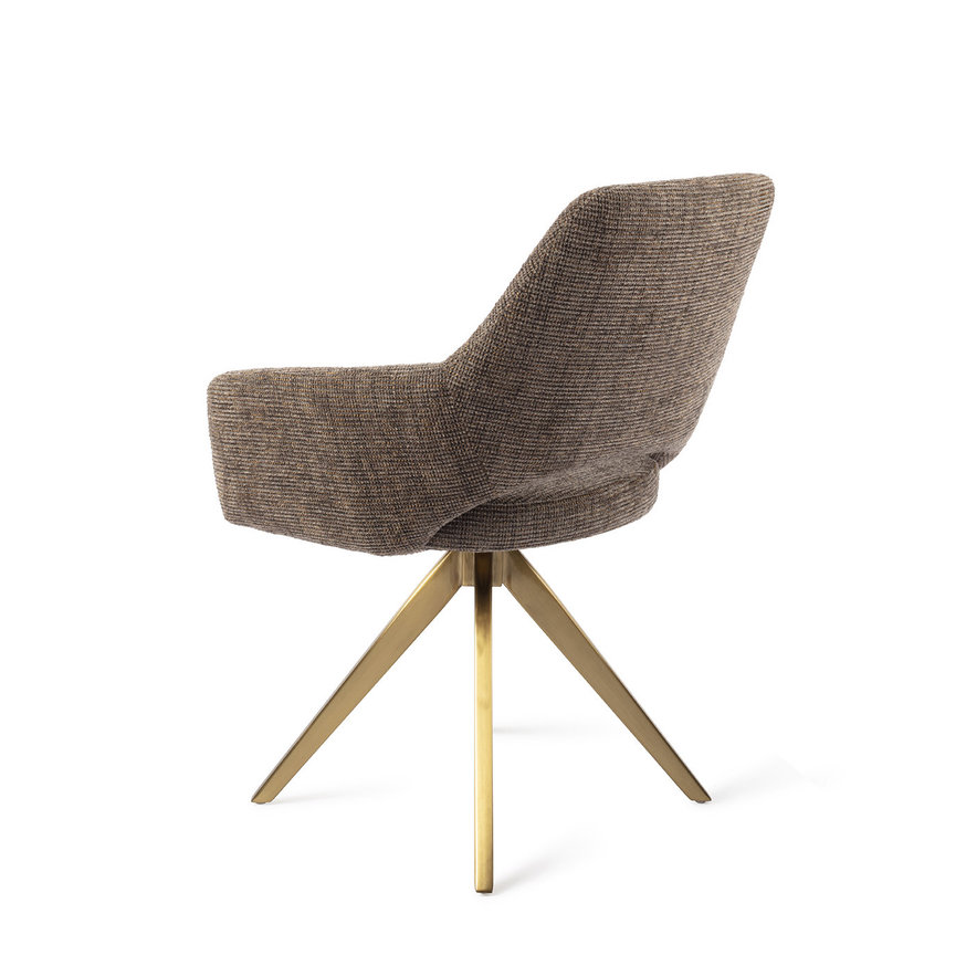 Yanai Checked Chestnut Eetkamerstoel Turn Gold