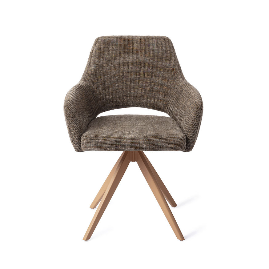 Yanai Checked Chestnut Eetkamerstoel Turn Peach