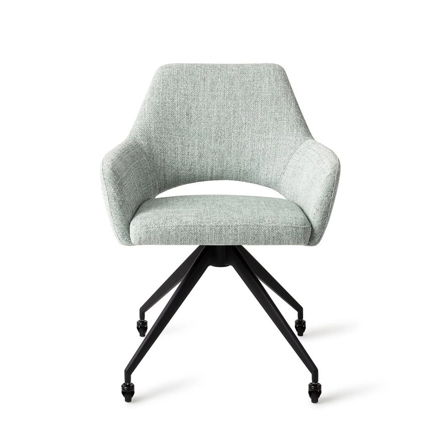 Yanai Soft Sage Eetkamerstoel Glide Black