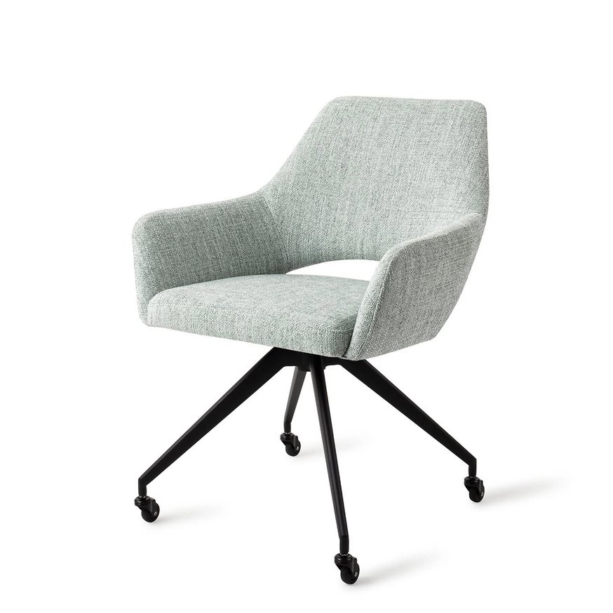 Yanai Soft Sage Eetkamerstoel Glide Black