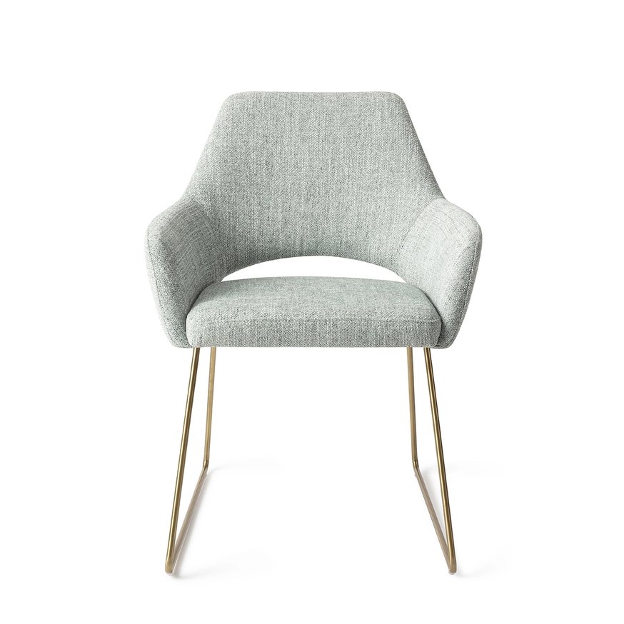 Yanai Soft Sage Eetkamerstoel Slide Gold