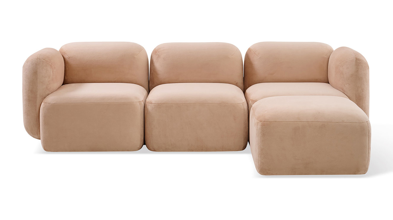 Yoshimi Pink Poise Bank corner L + middle + corner R + Ottoman