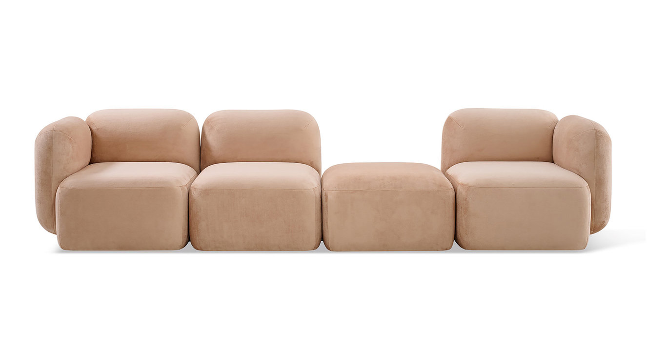 Yoshimi Pink Poise Bank corner L + middle + Ottoman + corner R