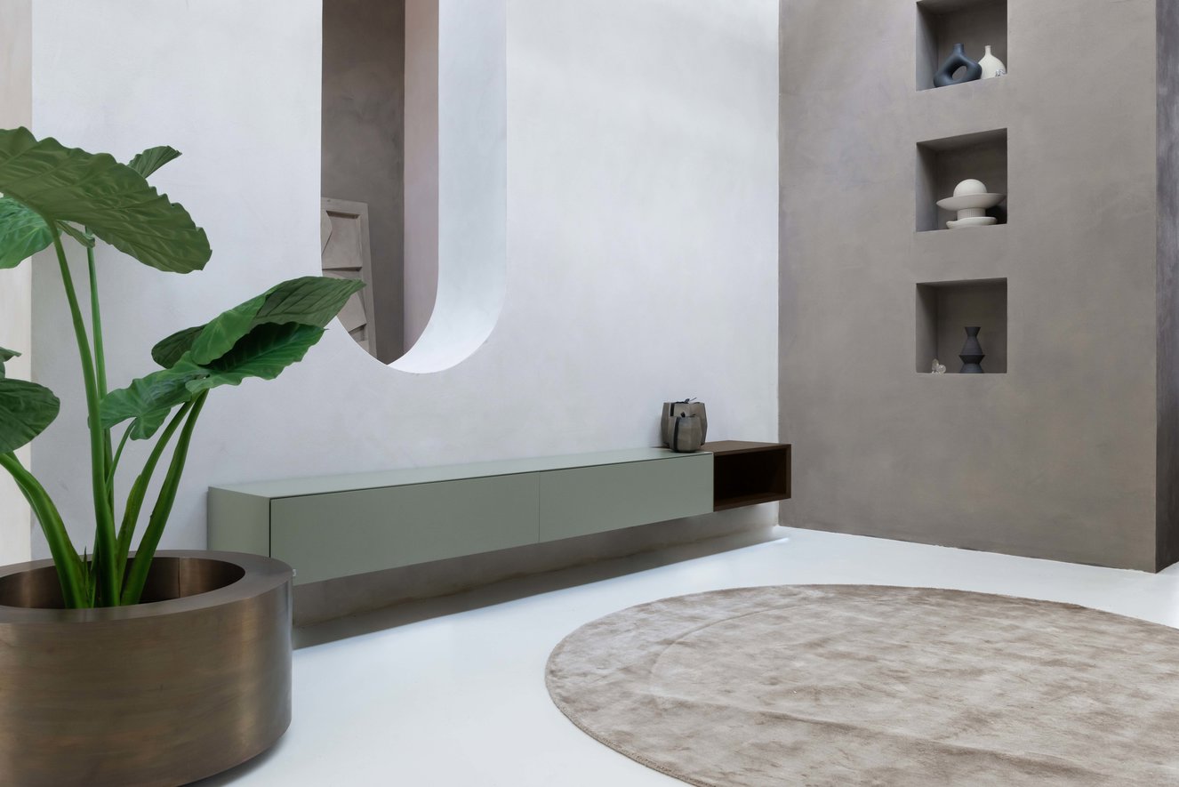 Tv-Meubel	Zyan 2 Kleppen MDF met Eiken vak