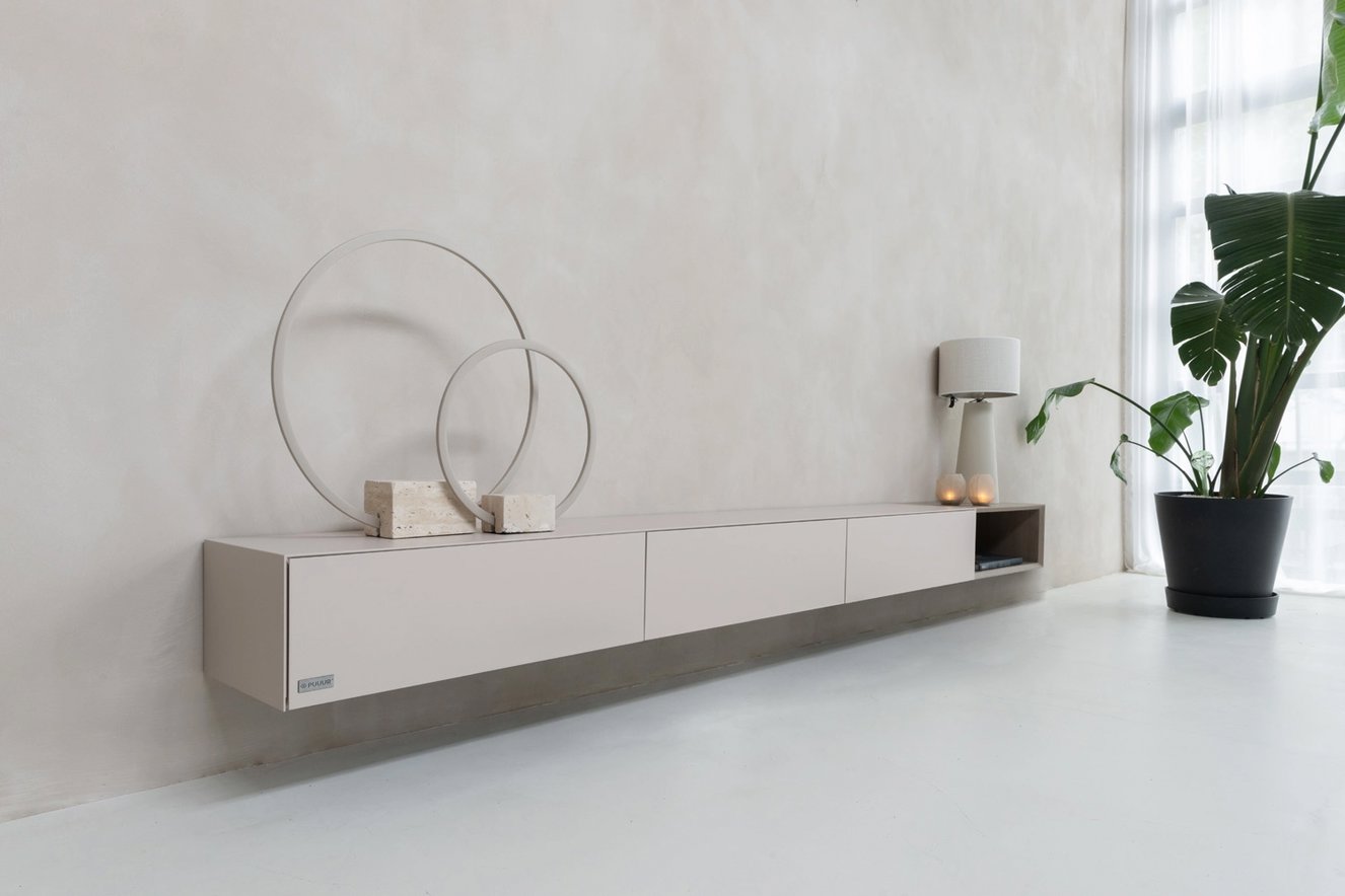 Tv-Meubel	Zyan 3 Kleppen MDF met Eiken Vak