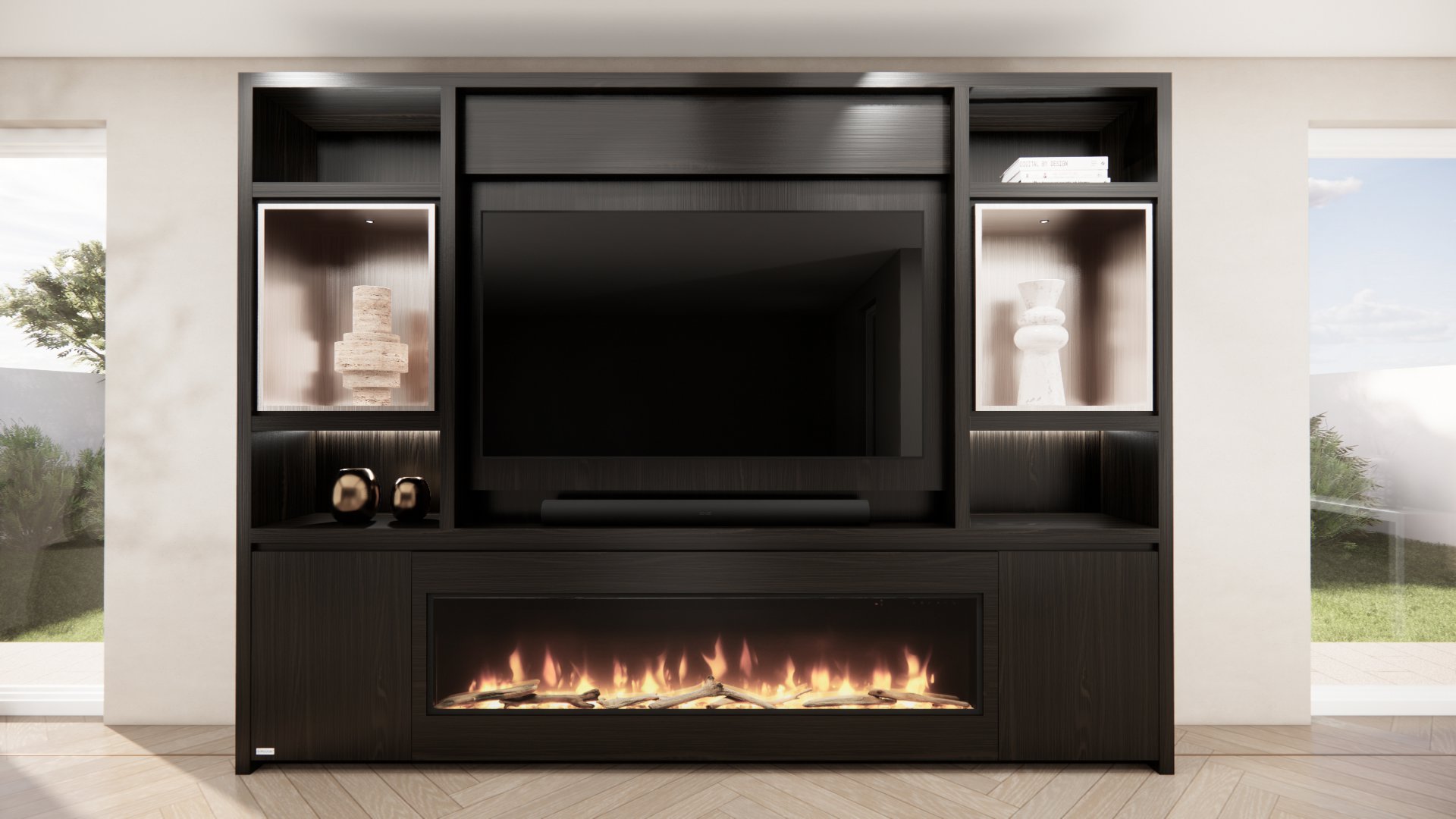 Cinewall Cole 280-340 Dimplex Ignite Elektrische Haard Eiken Met Inzetbak