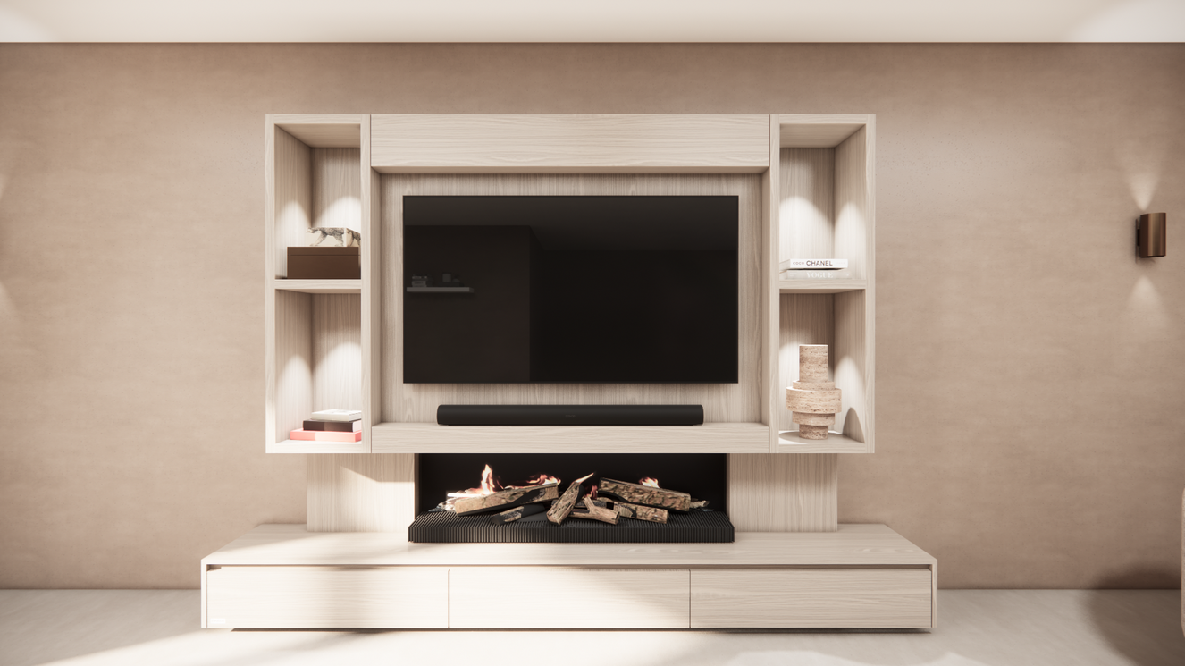 Tv-Meubel	Mason Kalfire	E-65	3-kleppen Lowboard Open	Vakken
