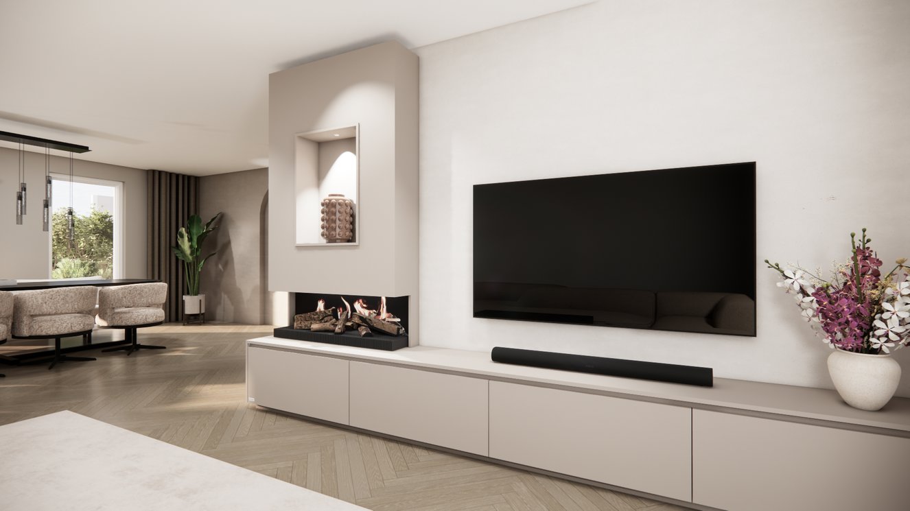 Tv-Meubel	Mason Kalfire	E55 4-kleppen Chimney Grand