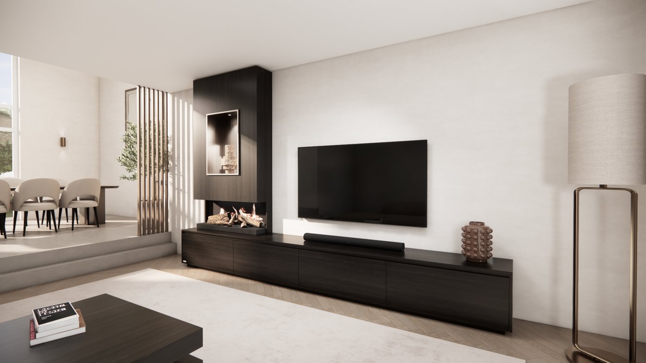 Tv-Meubel	Mason Kalfire	E55 4-kleppen Chimney Grand