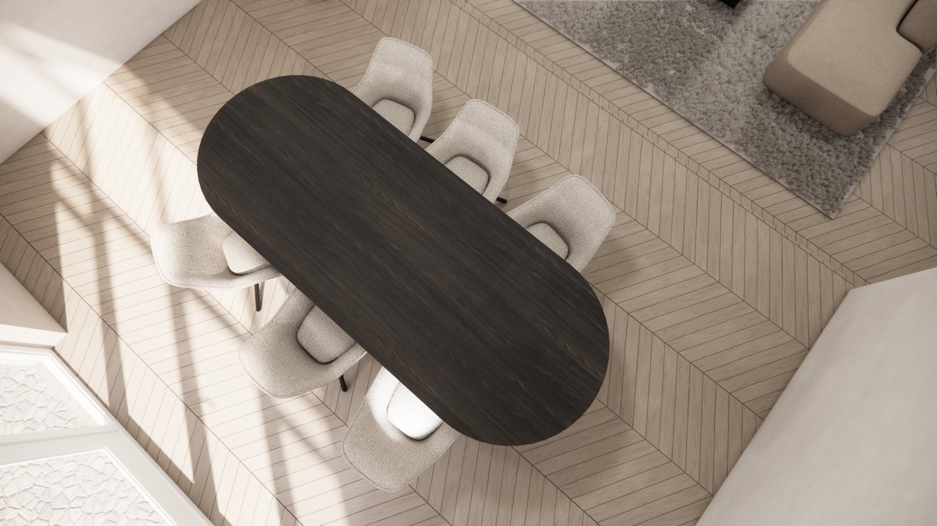 Trento Halve Round Eettafel Pil Eiken