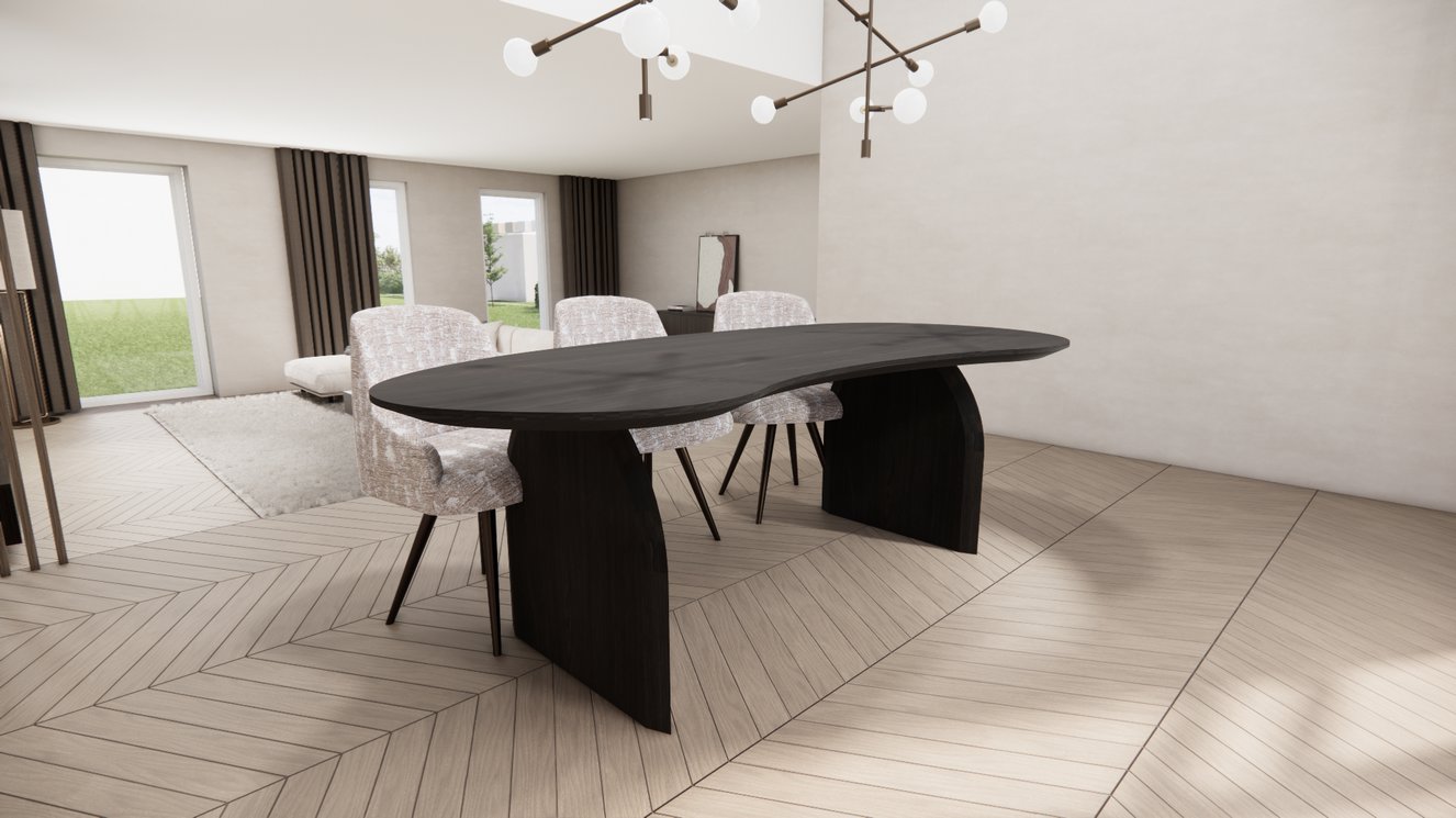 Trento Halve Round Eettafel Organisch Ei Eiken