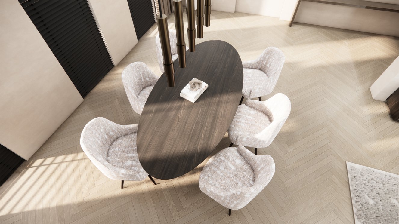 Palermo Massive 4-Square Eettafel Ovaal Eiken