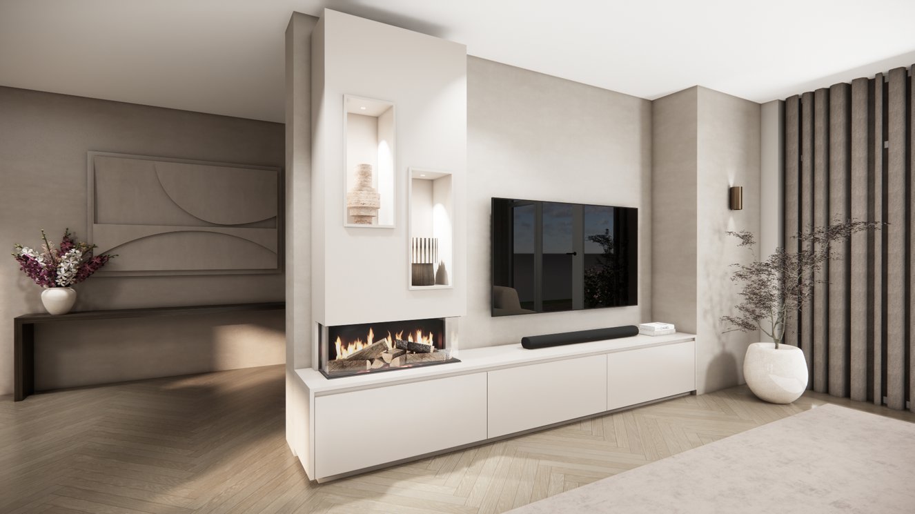 Mason British	Fires	870 TV-Meubel 3-kleppen Chimney Majestic