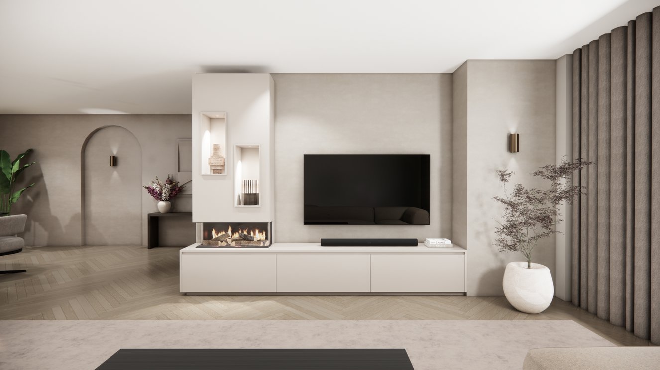 Mason British	Fires	870 TV-Meubel 3-kleppen Chimney Majestic