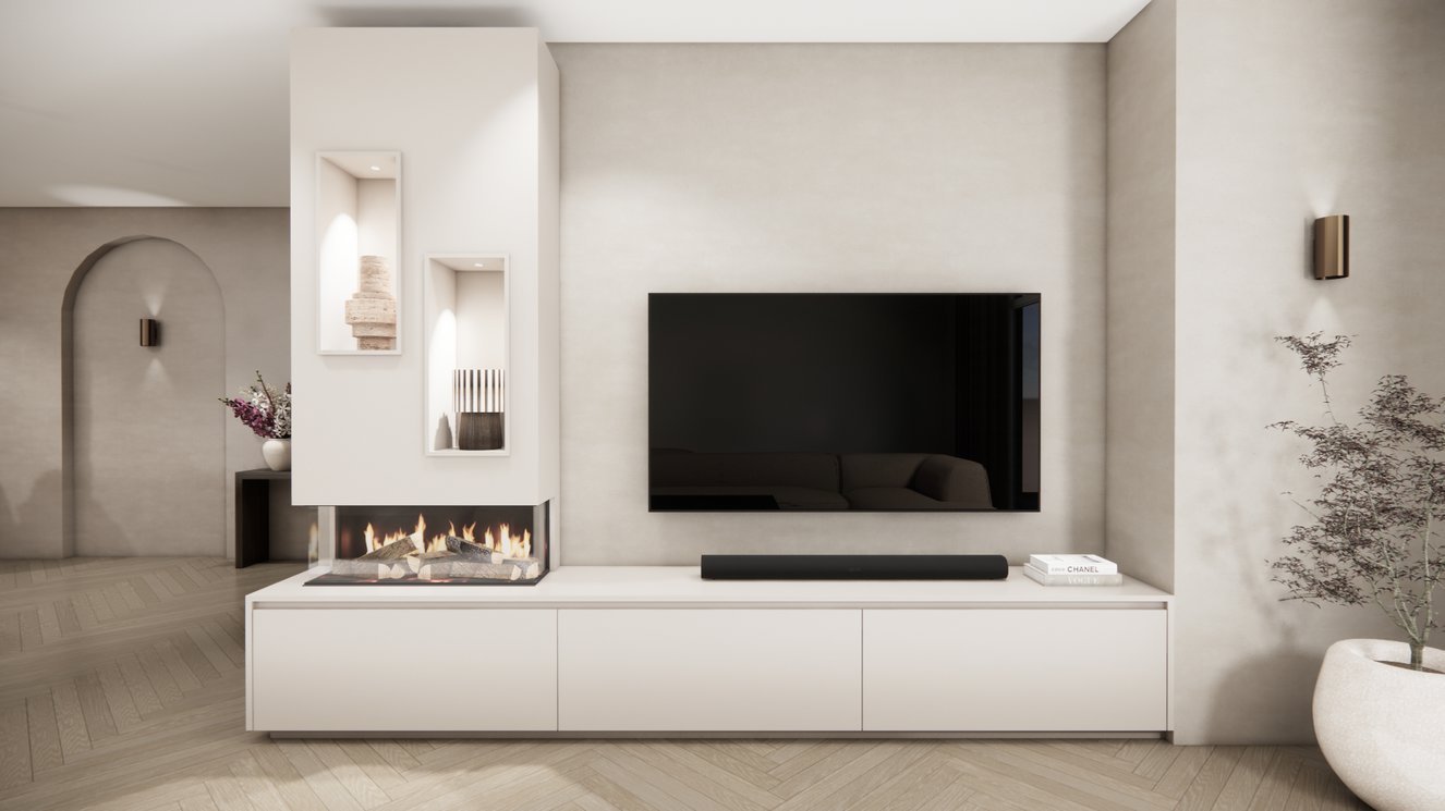 Mason British	Fires	870 TV-Meubel 3-kleppen Chimney Majestic
