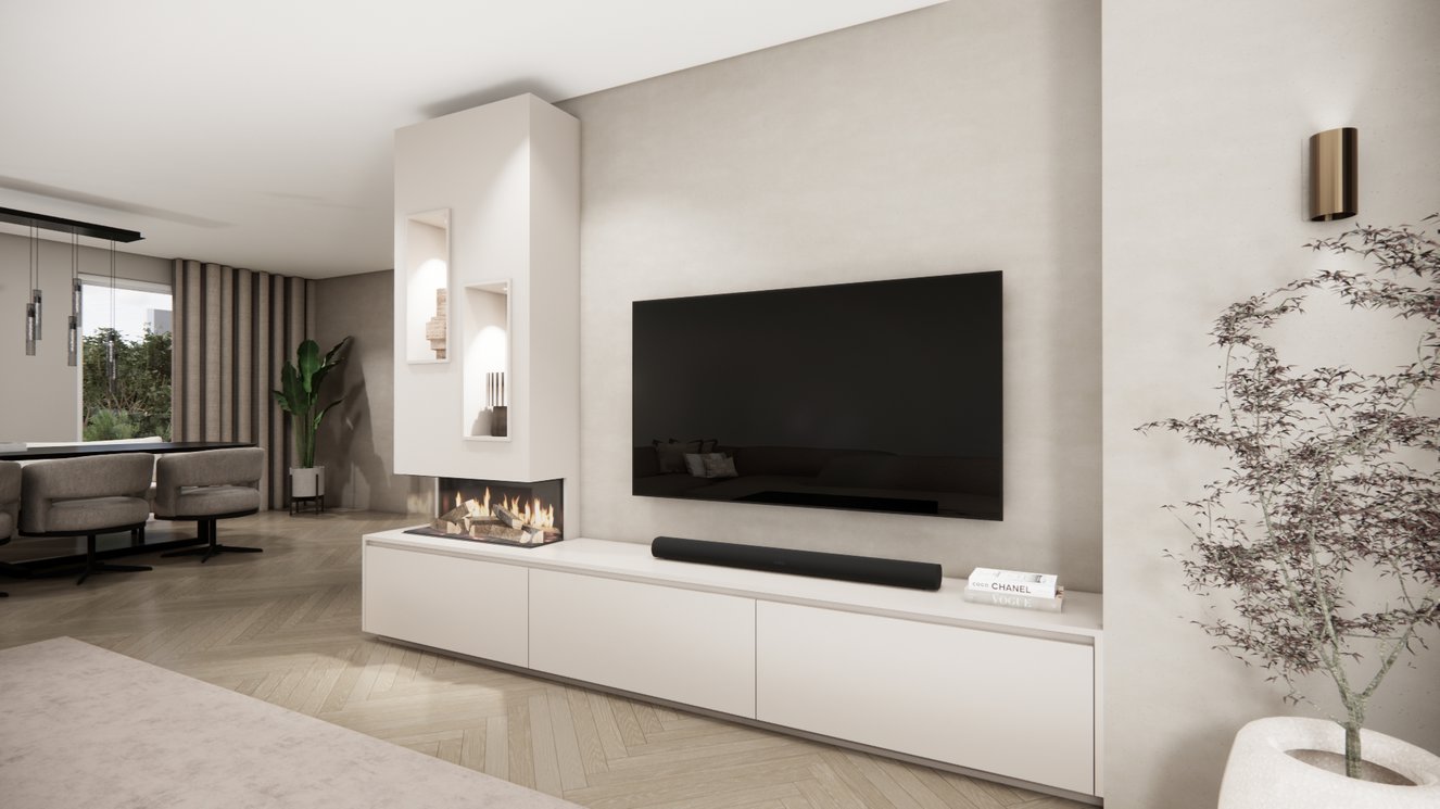 Mason British	Fires	870 TV-Meubel 3-kleppen Chimney Majestic