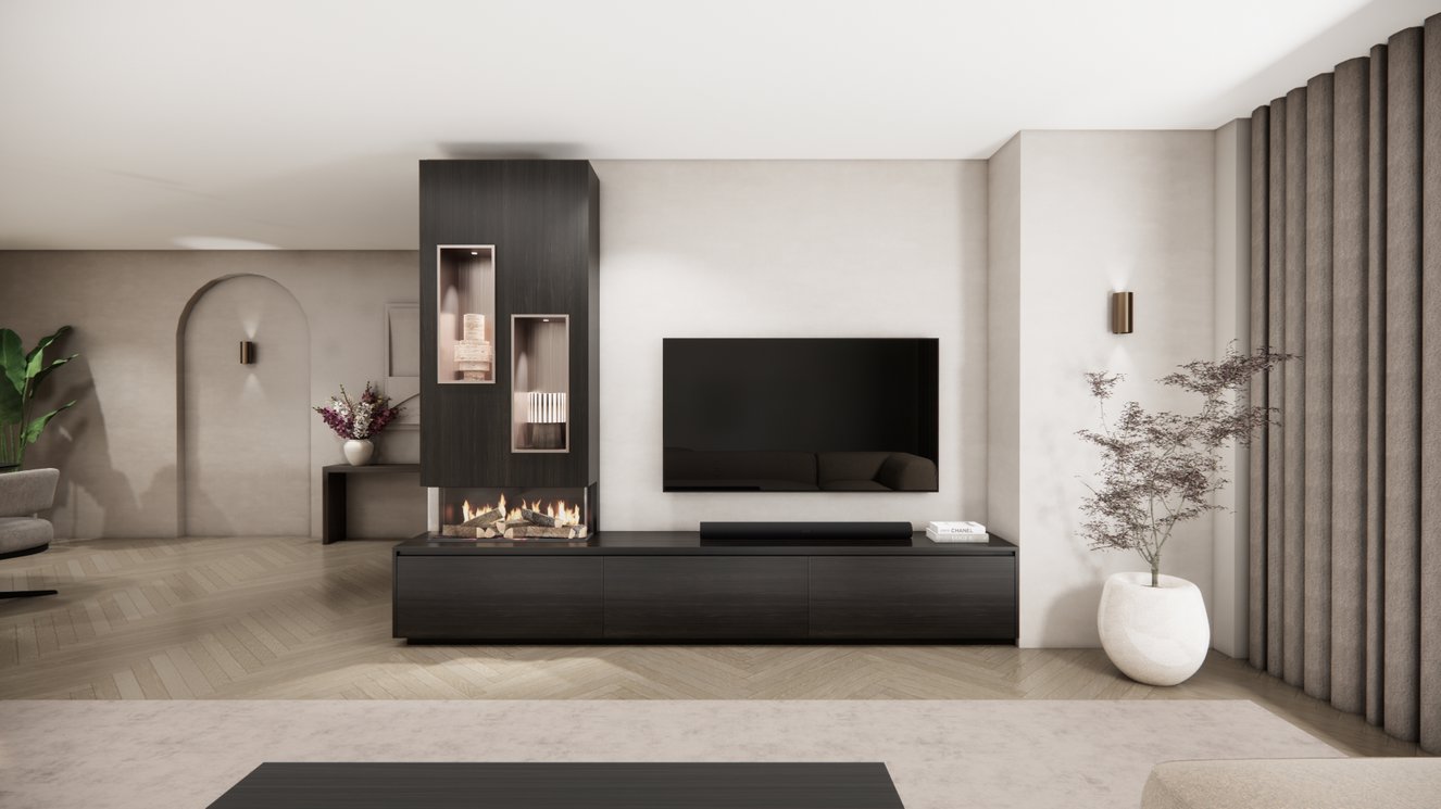 Mason British	Fires	870 TV-Meubel 3-kleppen Chimney Majestic