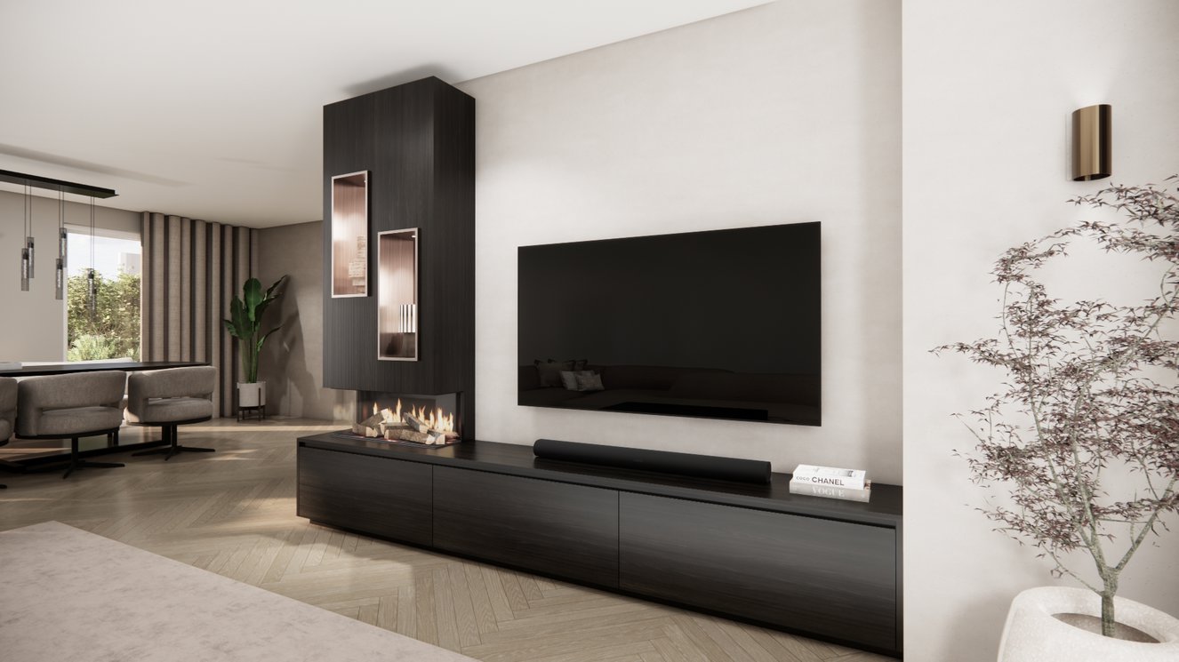 Mason British	Fires	870 TV-Meubel 3-kleppen Chimney Majestic