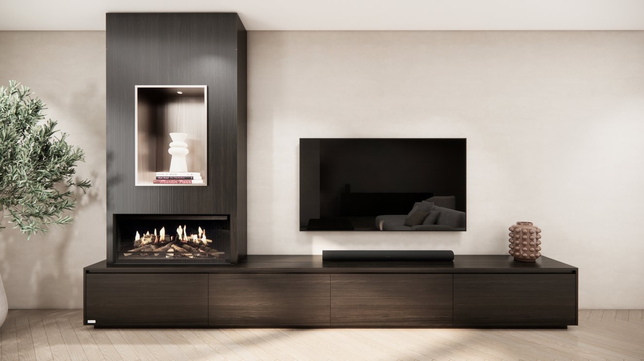 Mason Kalfire	E-ONE	100F TV-Meubel 4-kleppen Chimney Grand